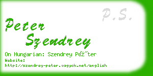 peter szendrey business card